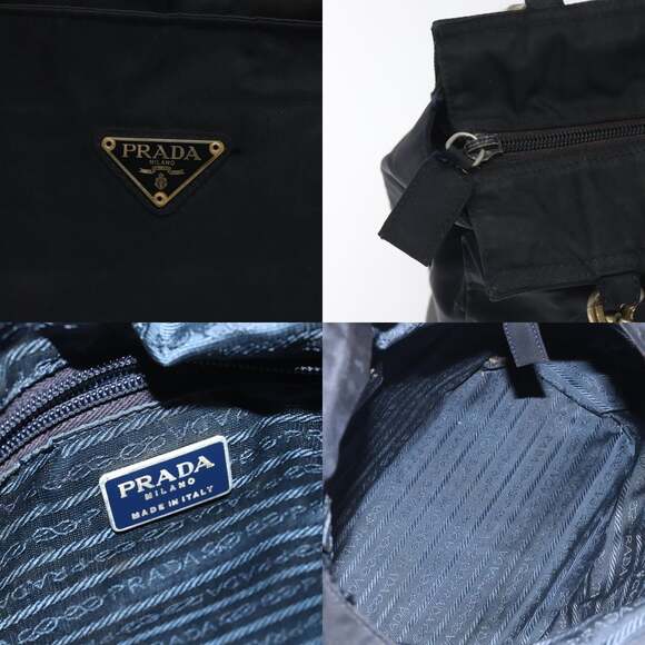 PRADA Hand Bag Nylon Black Gold - Picture 11 of 12